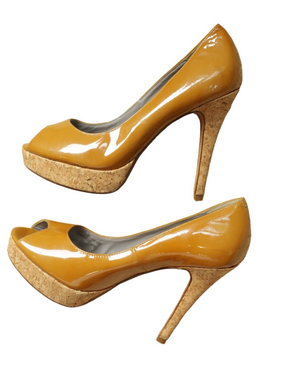 Cole Haan Mariela Nike Air Patent Leather Cork Peep Toe Heels 6.5B